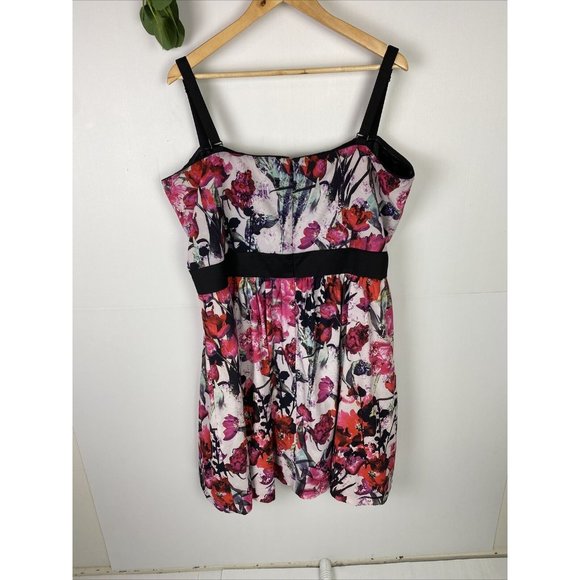 CITY CHIC Size XL 22 Fit & Flare Floral Dress Pink Red Black - Picture 6 of 7